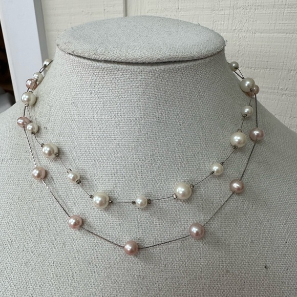 Two pearl bead station style necklaces - Picture 1 of 8